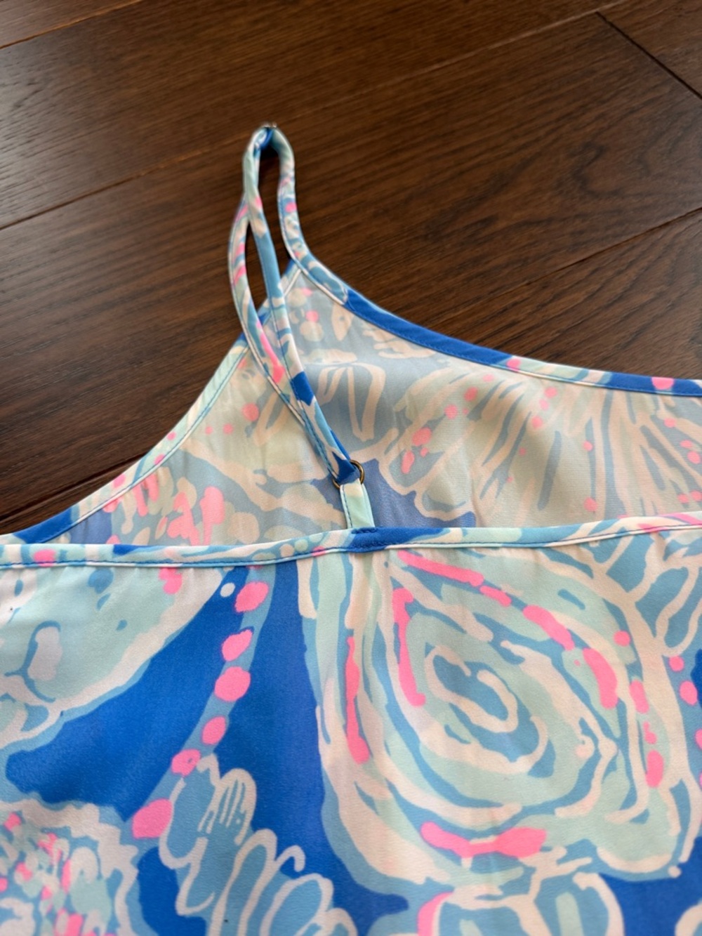 Lilly Pulitzer Coral Tank Into the Deep Ruffle Hem Size Large - C40-038 - Picture 7 of 8